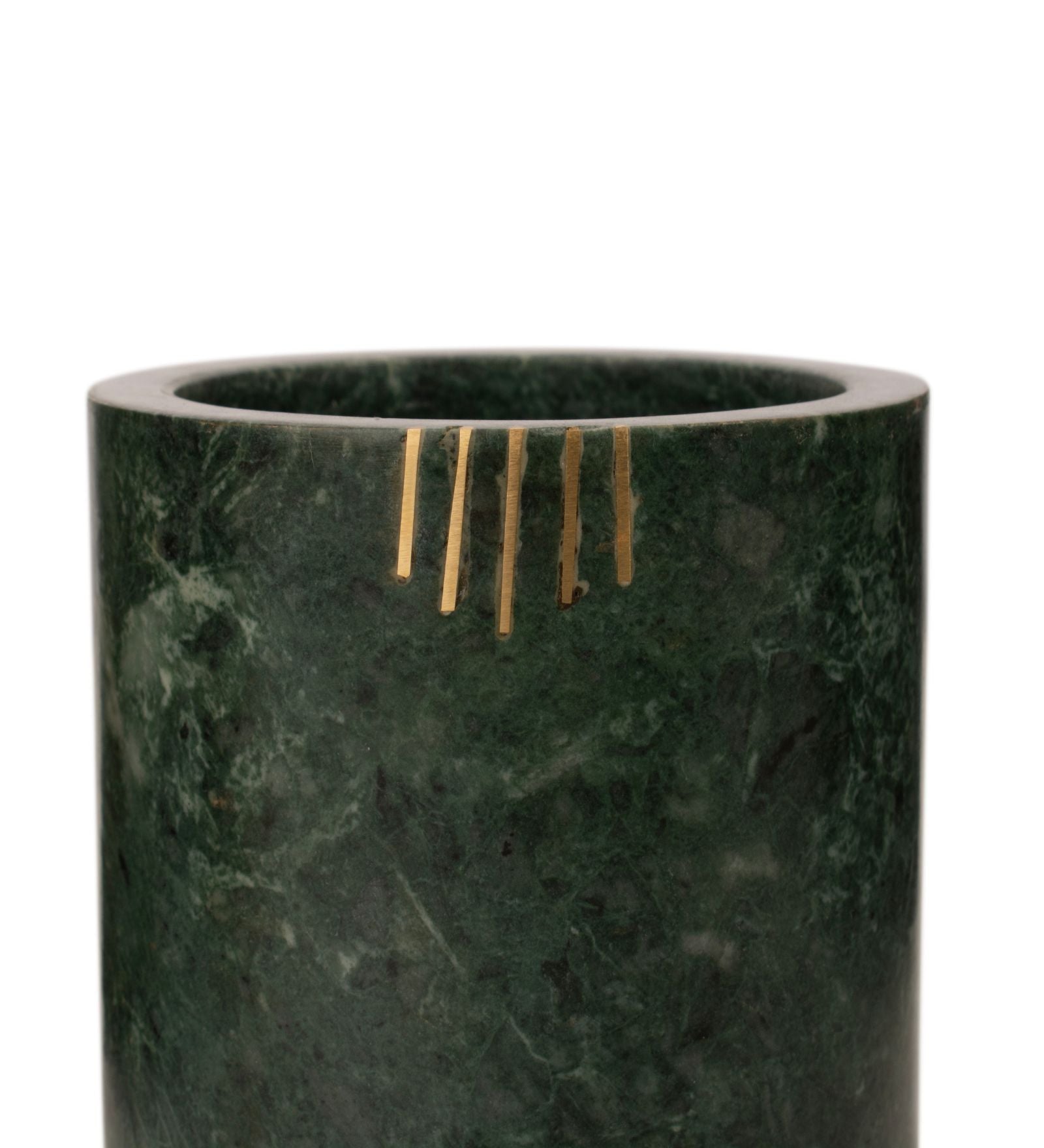 Green Marble With Brass Inlay Work Cutlery Holder