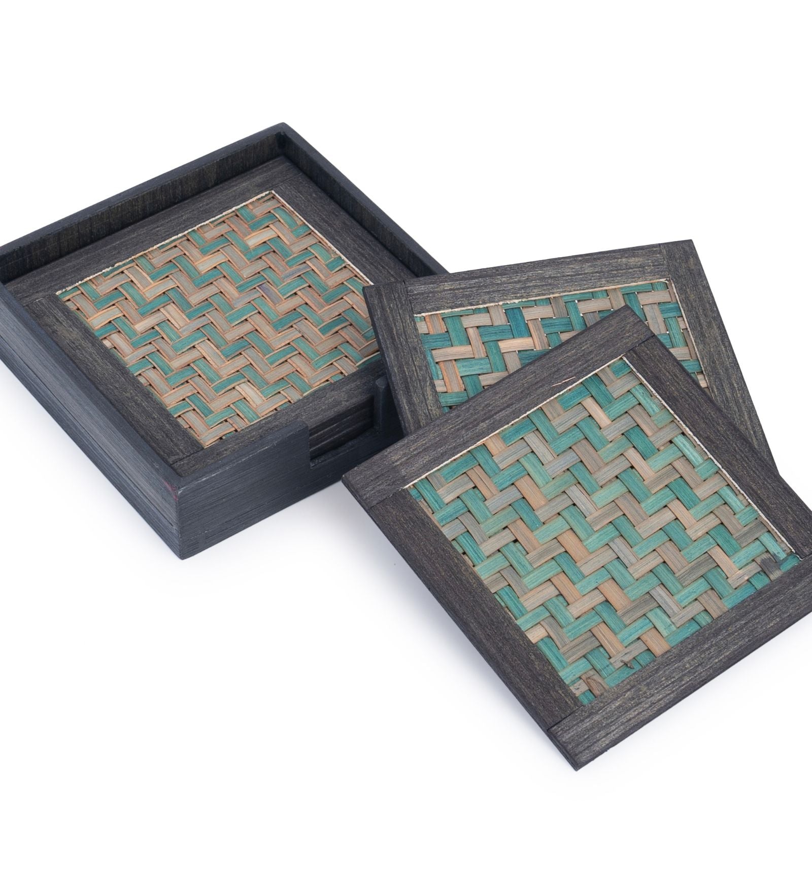 Handwoven Bamboo Coaster (Set of 6 with Holder)