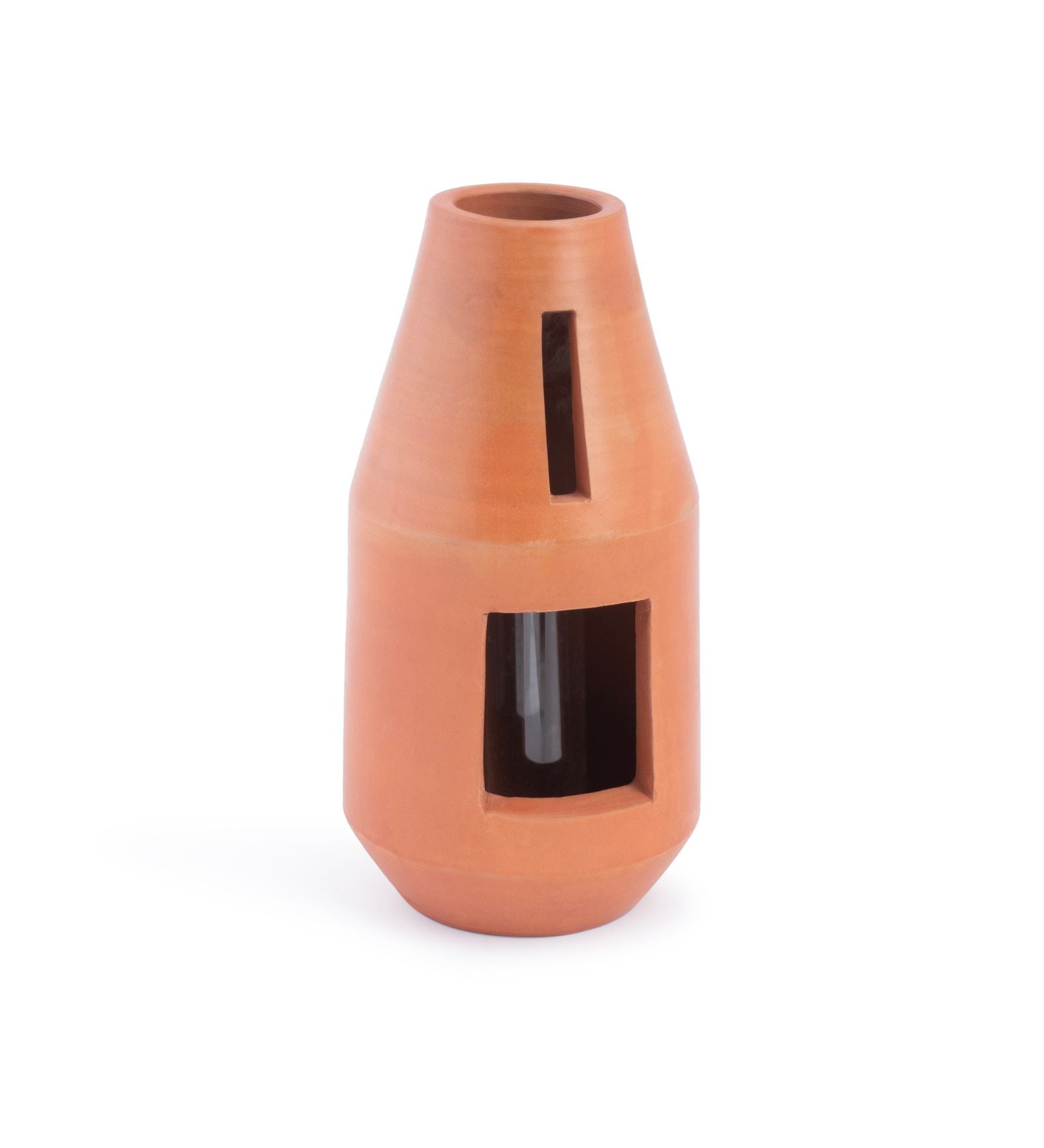 Terracotta Bottle-Shaped Indoor Planter with Glass Tube