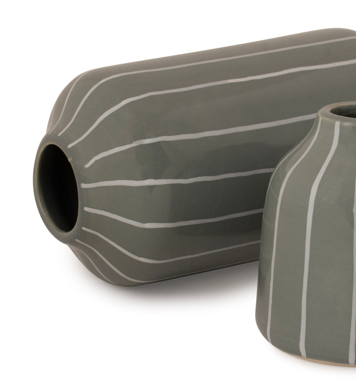 Striped Ceramic Planter (Set of 2/Pair)