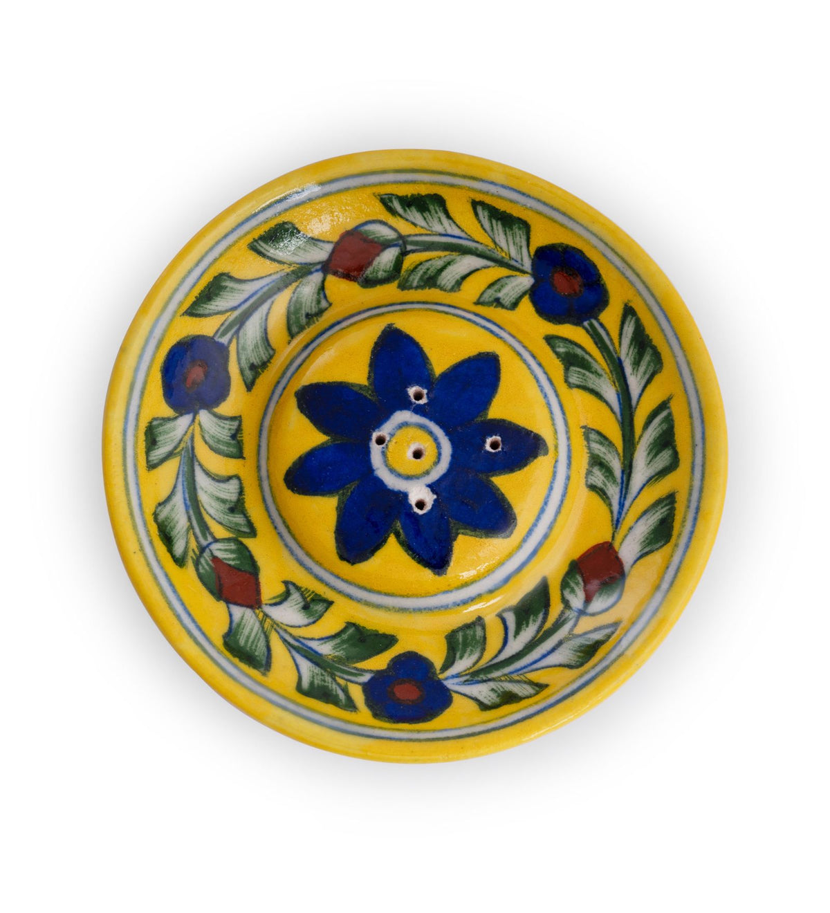 Blue Pottery Round Incense Stick Holder