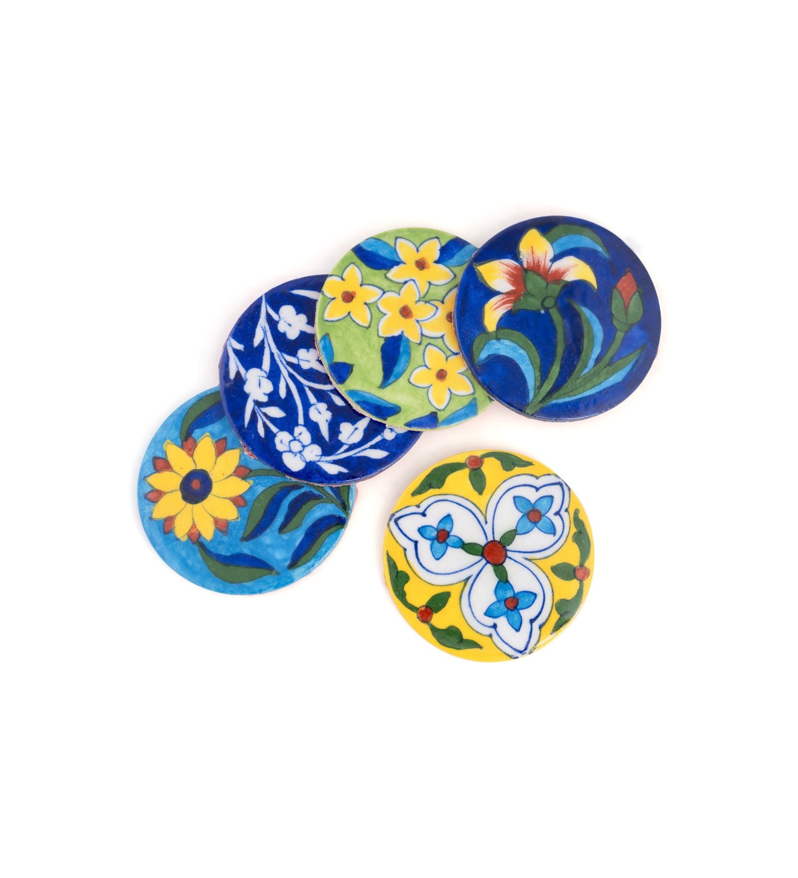 Blue Pottery Coasters (Set of 5)
