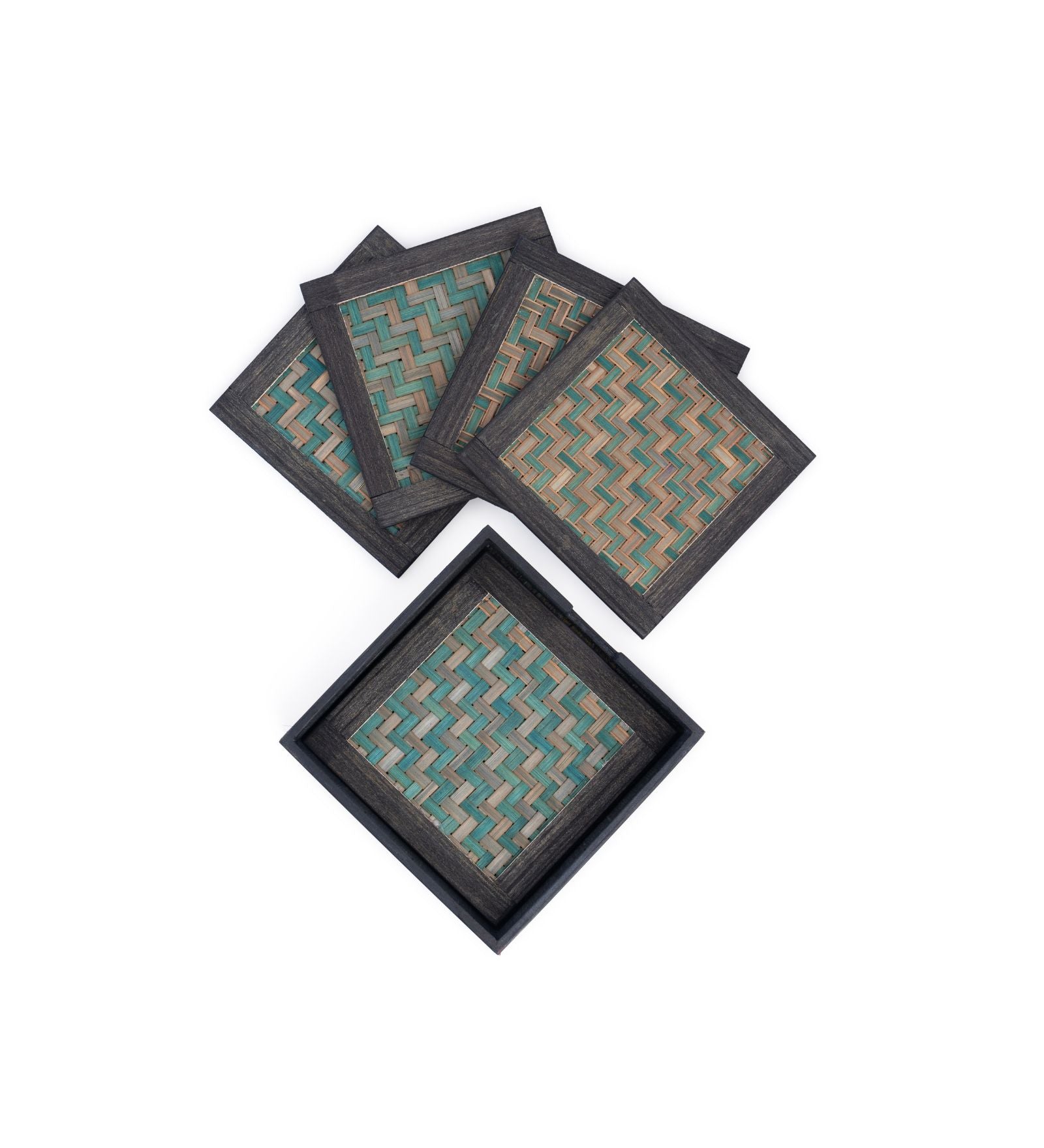 Handwoven Bamboo Coaster (Set of 6 with Holder)