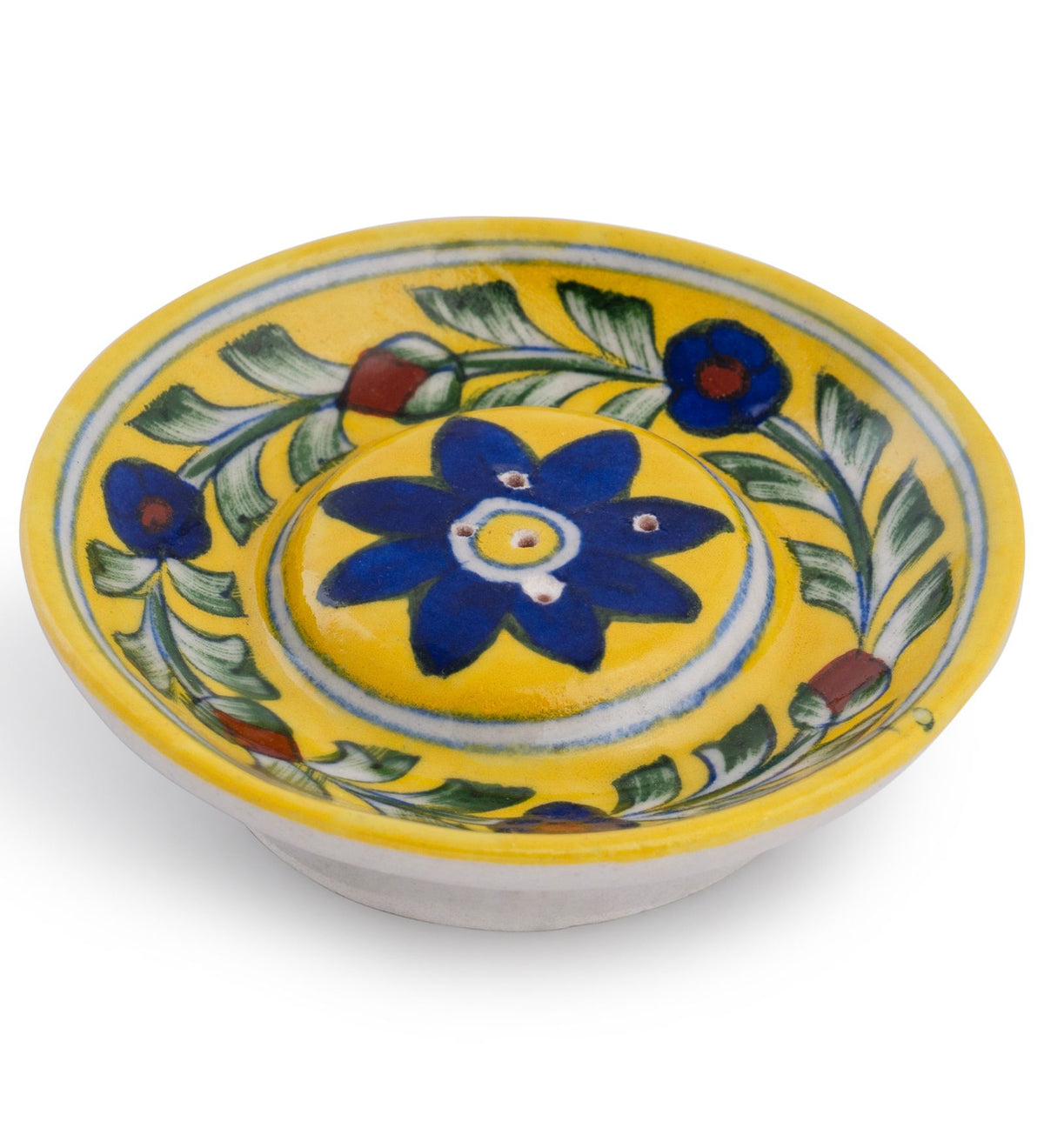 Blue Pottery Round Incense Stick Holder