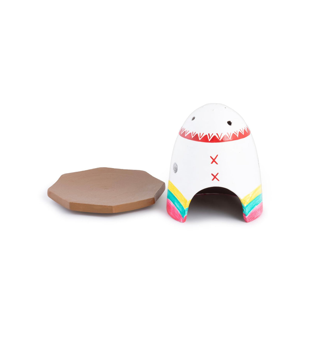 Handpainted Terracotta T-Light & Incense Stick Holder
