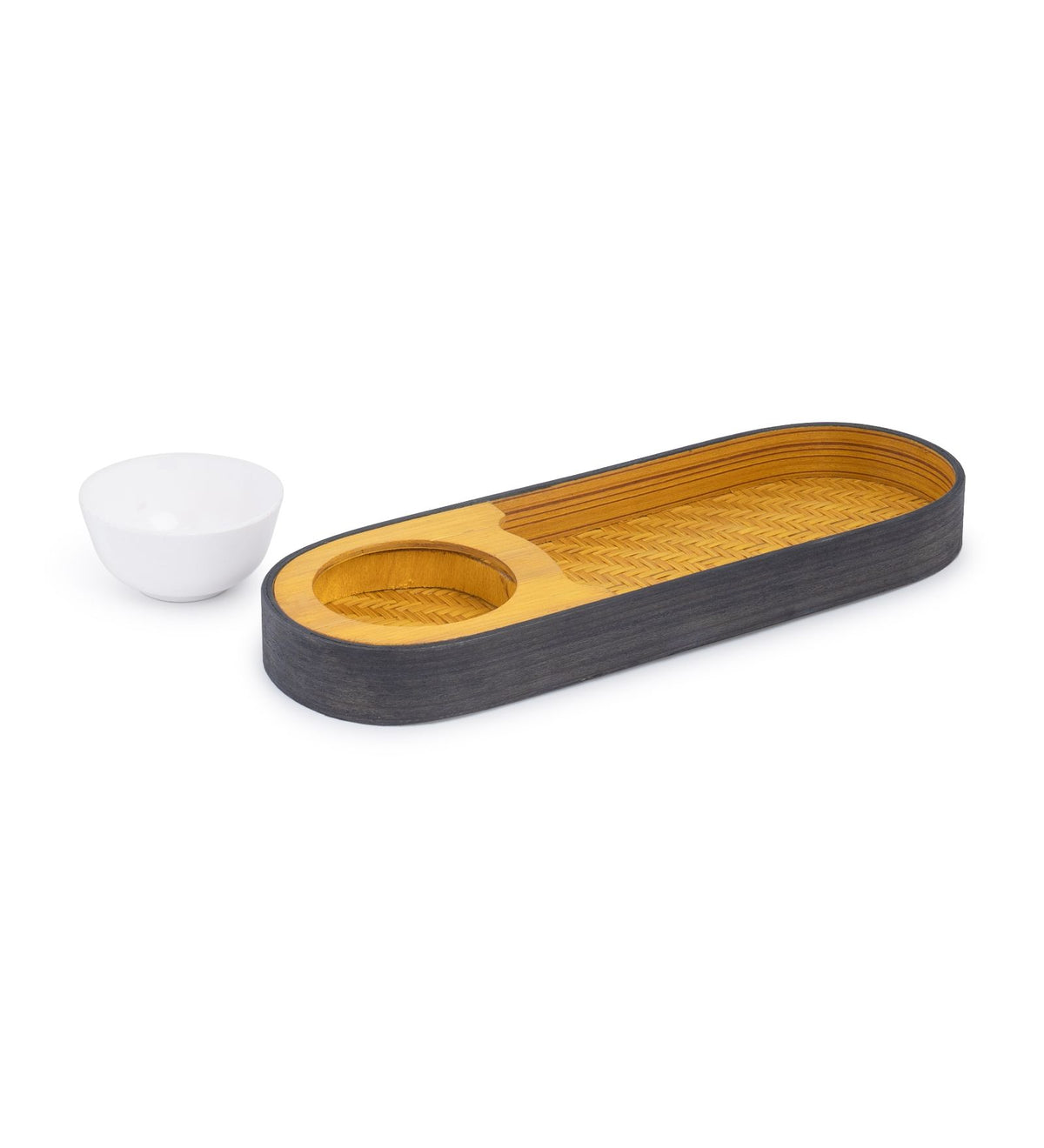 Bamboo Oval Snacks Platter With Bowl