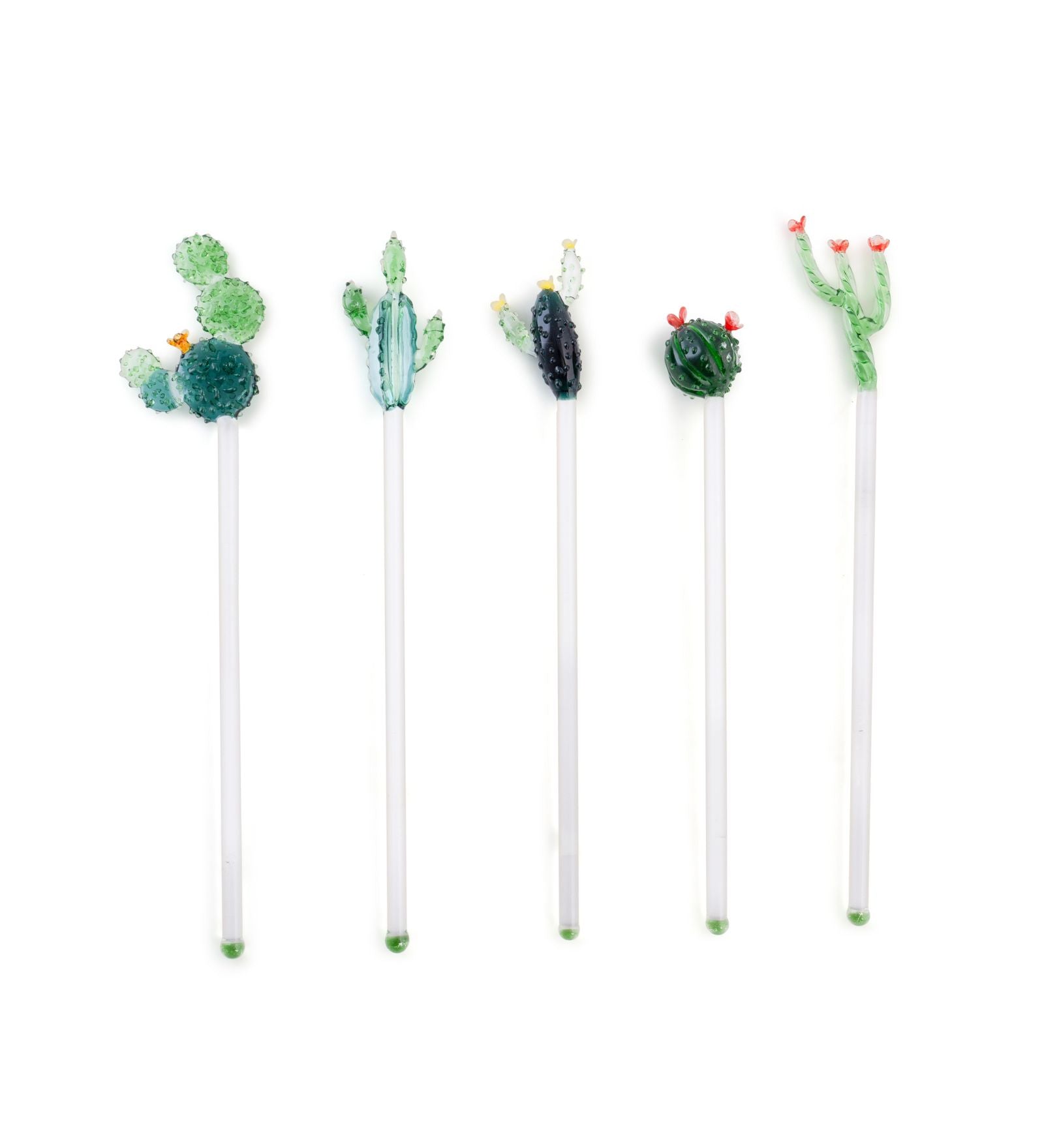 Cactus Glass Stirrers (Set of 6 Pcs)