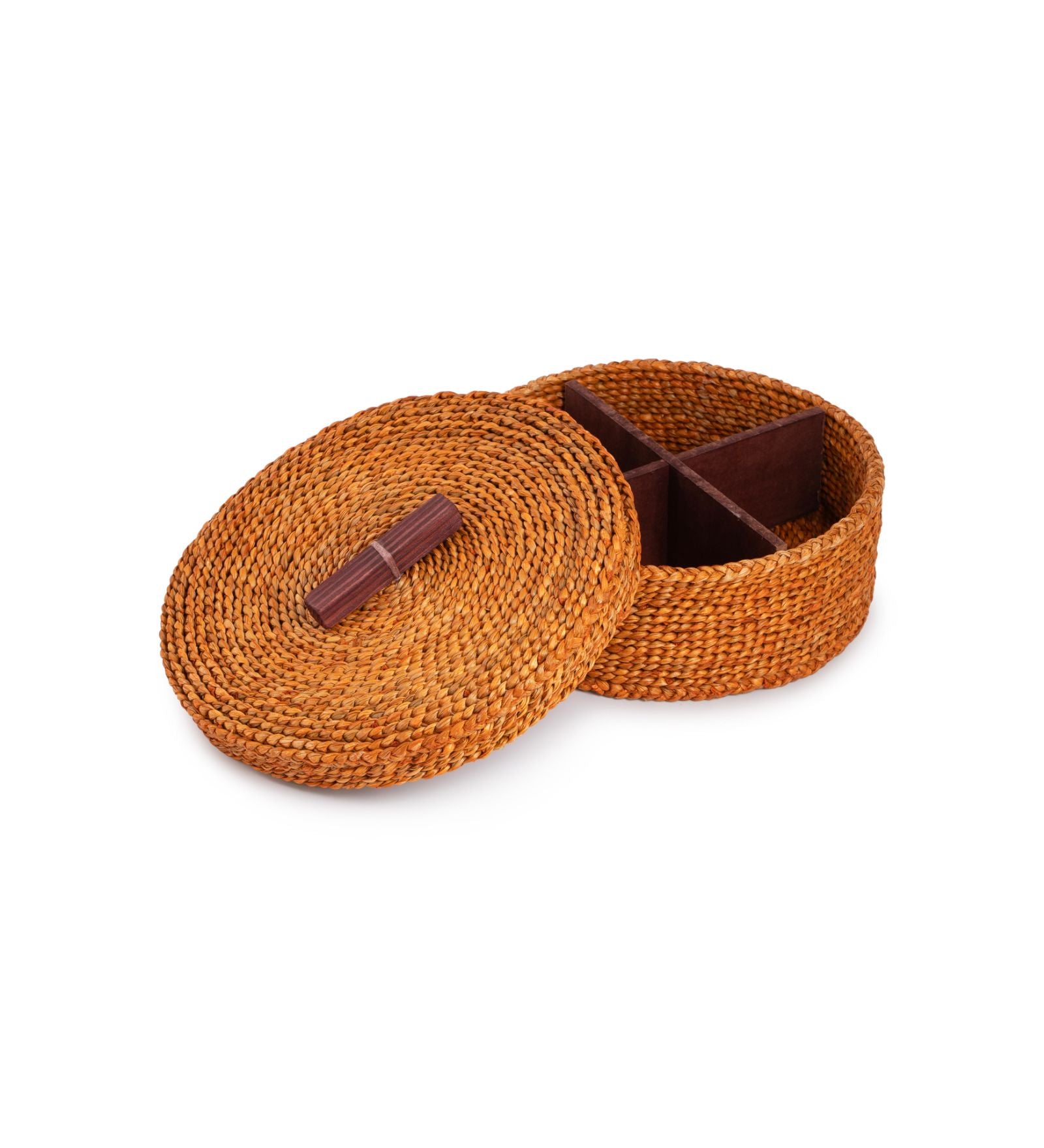 Handwoven Hogla Grass Partition Box with Lid