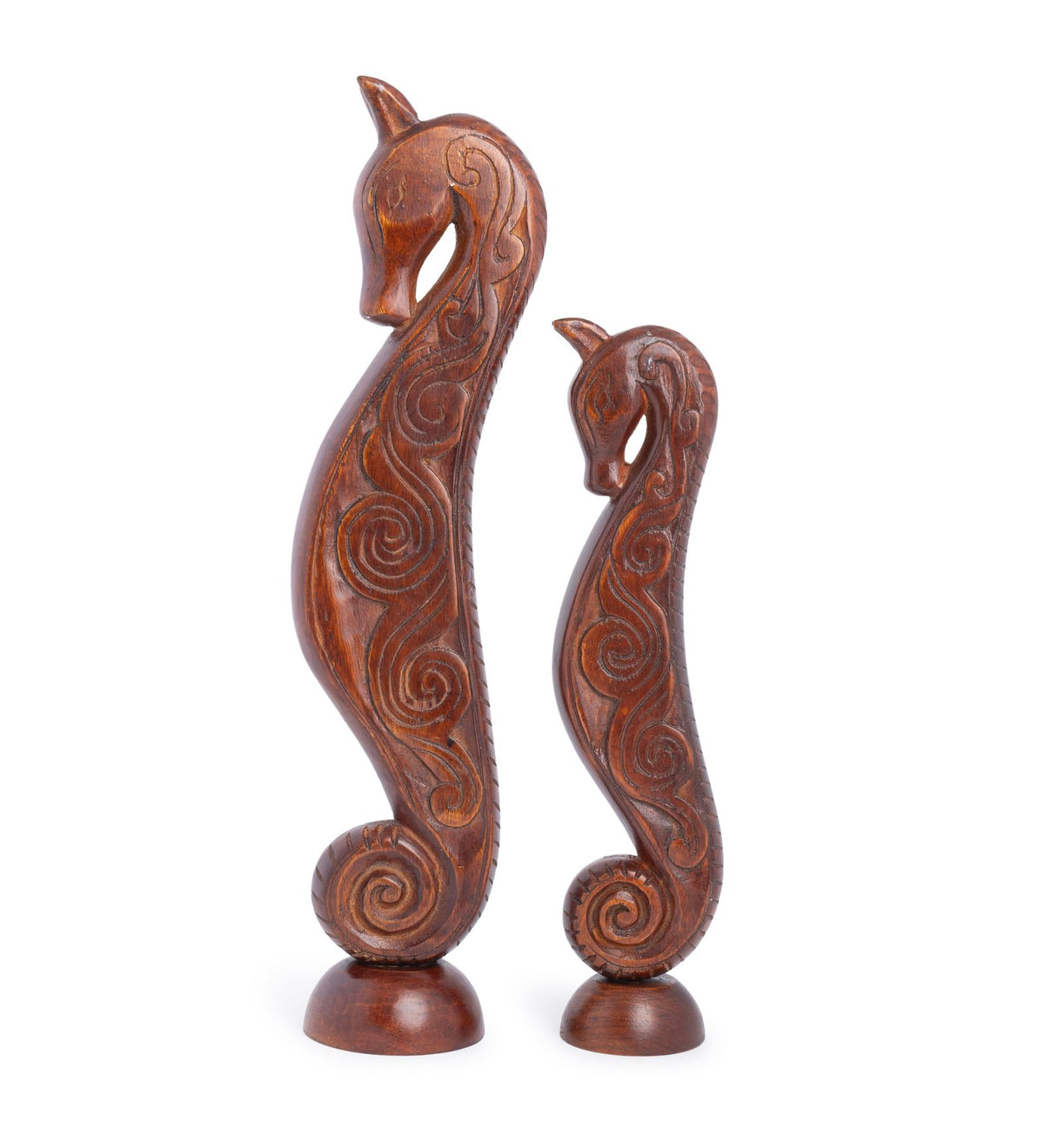 Mango Wood Seahorse Décor Pair