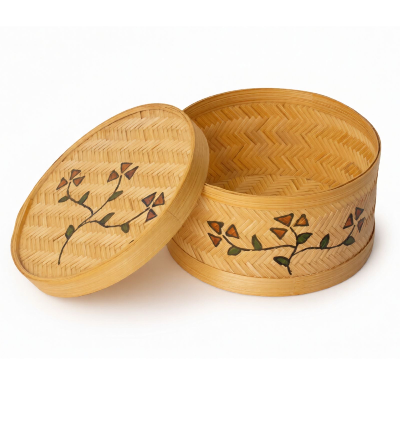 Hand Painted Bamboo Round Box