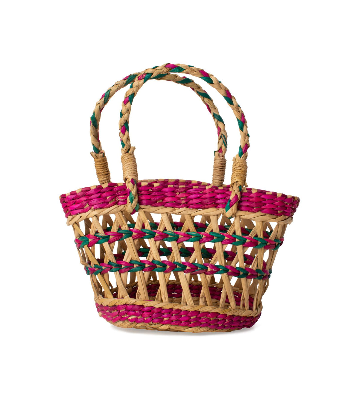Colorful Kauna Grass Hand Held Basket