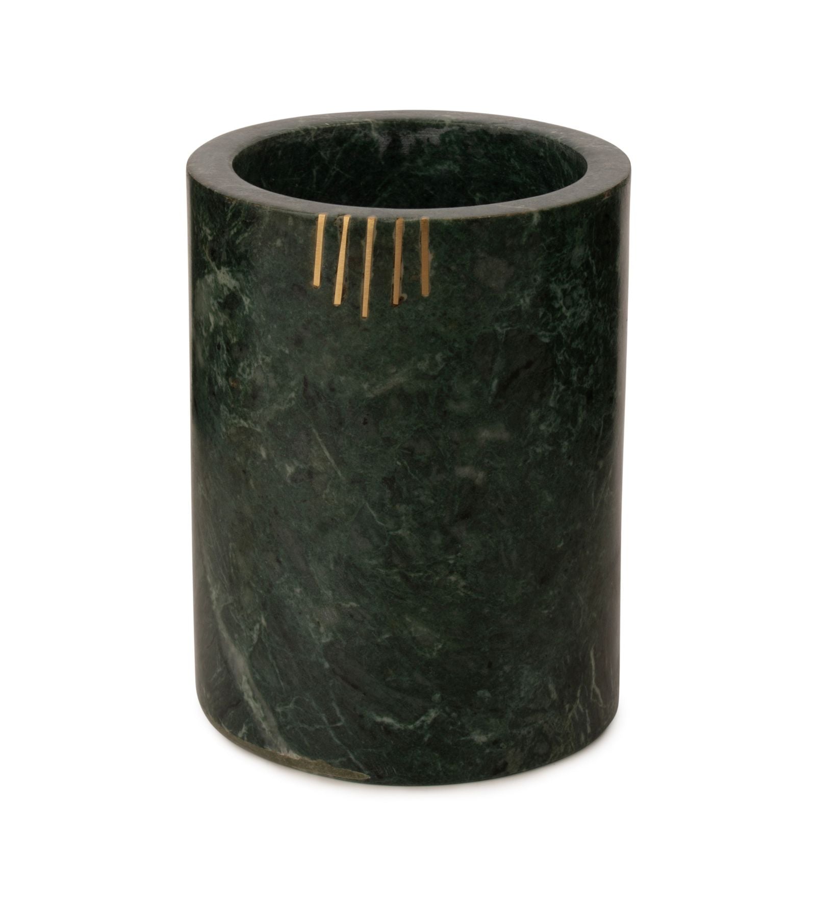 Green Marble With Brass Inlay Work Cutlery Holder