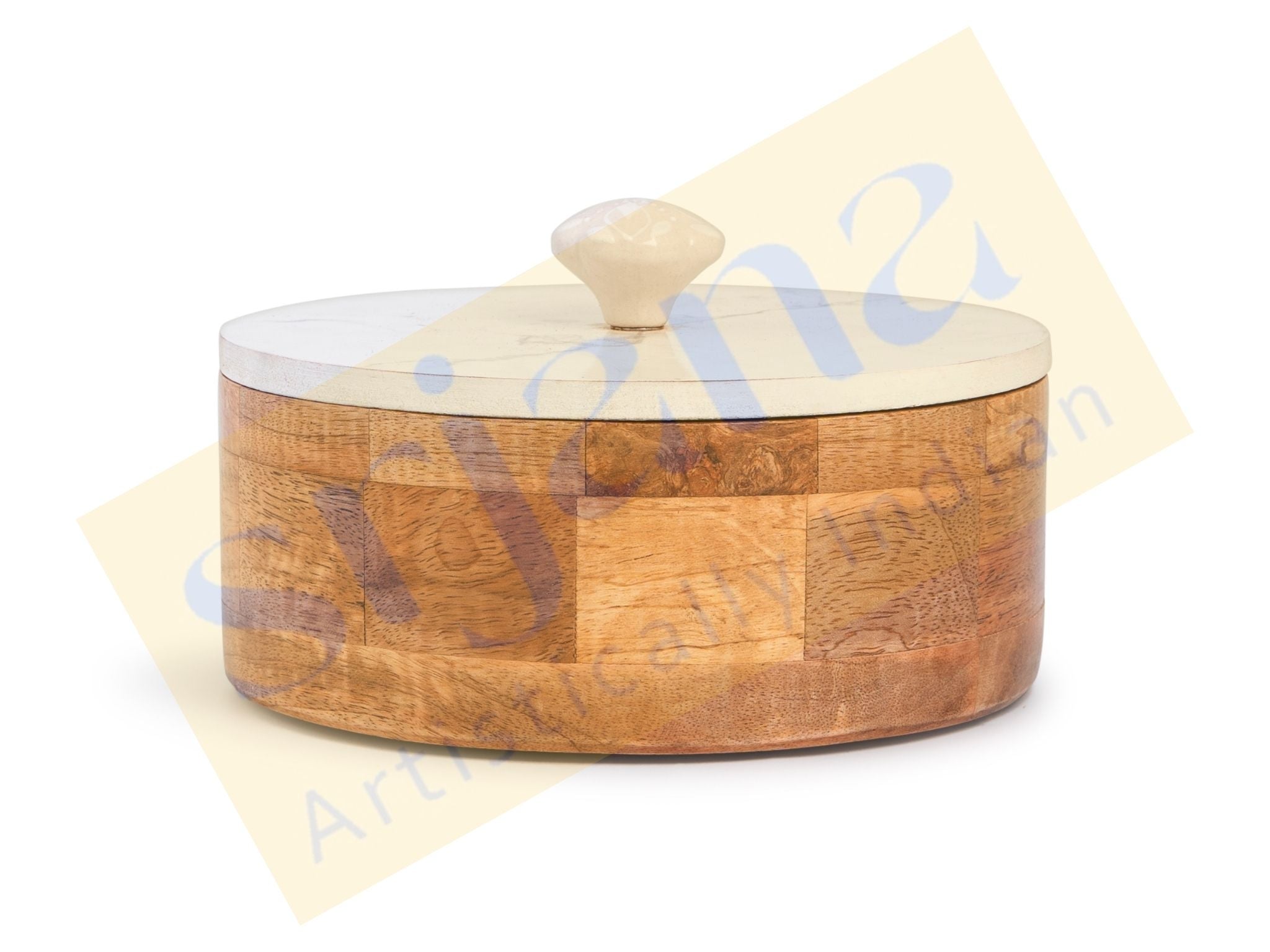 Wooden Round Box With Sunmica Lid