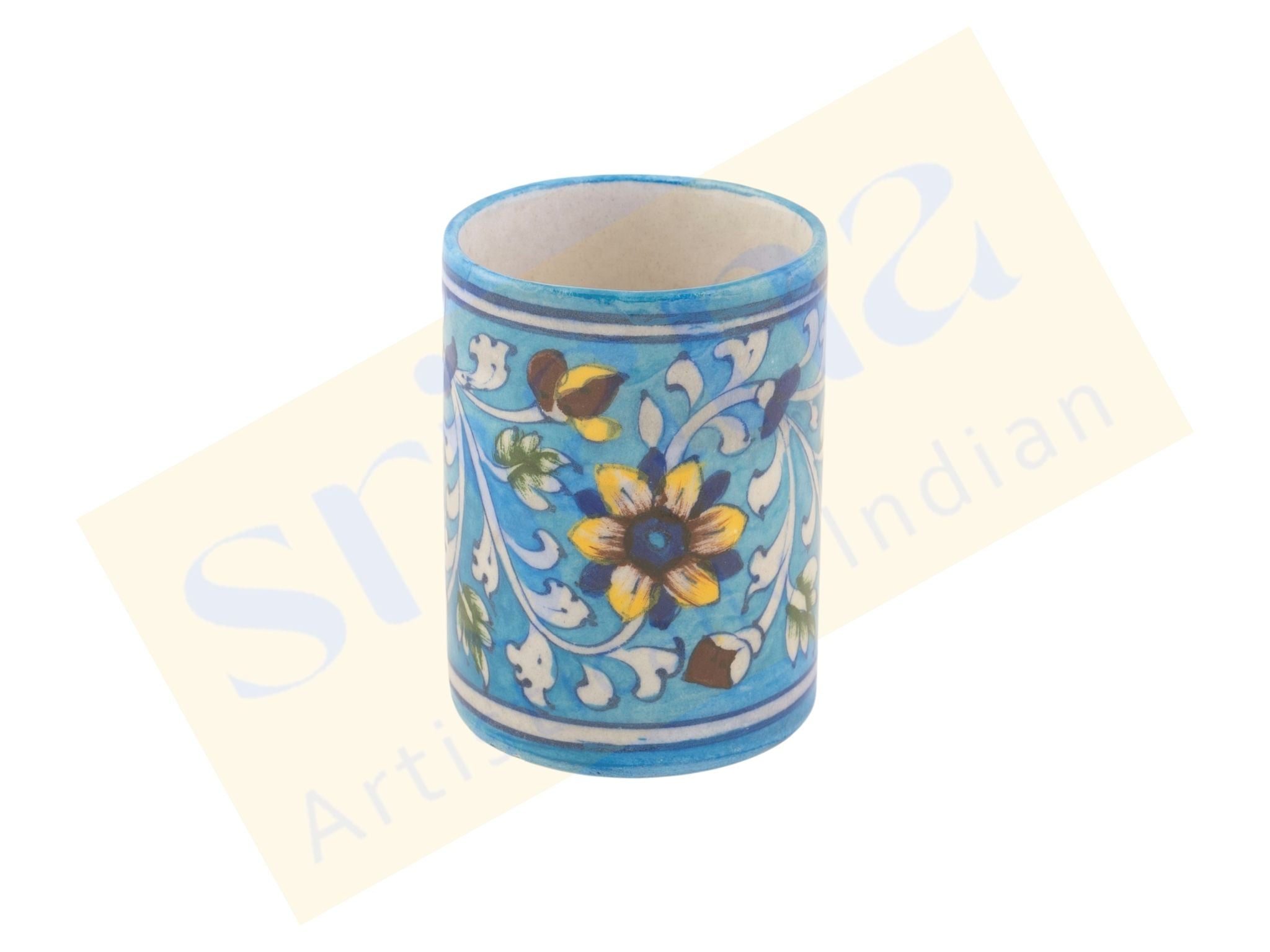 Blue Pottery Pen Stand