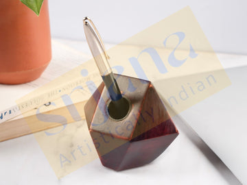 Geometric Wooden Pen Holder