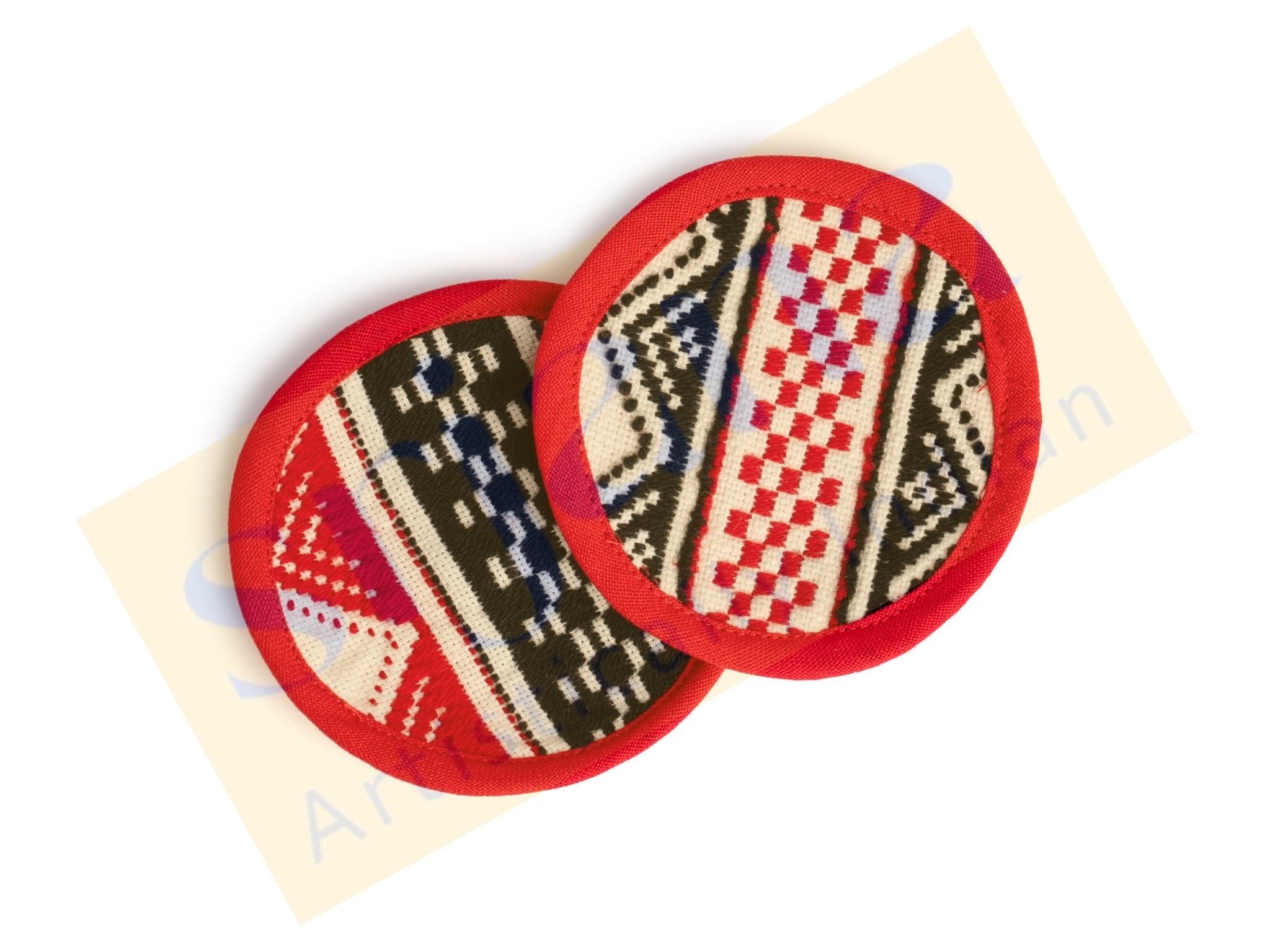 Toda Hand-Embroidered Round Coasters