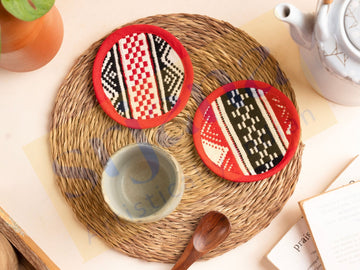 Toda Hand-Embroidered Round Coasters