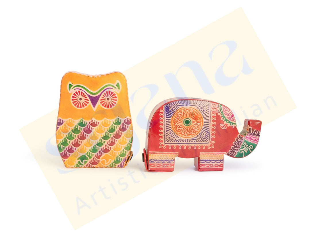 Handcrafted Leather Embossed Piggy Banks