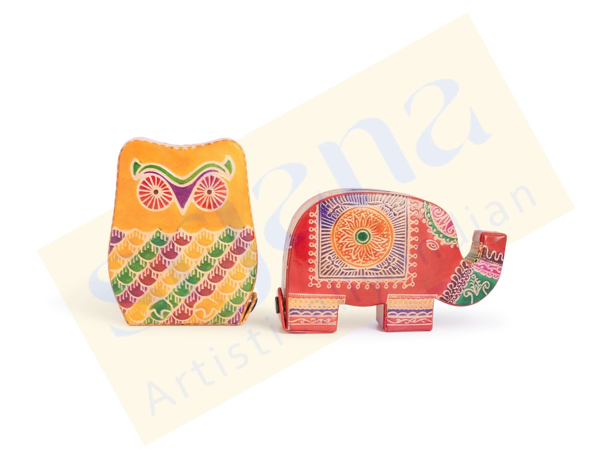 Handcrafted Leather Embossed Piggy Banks