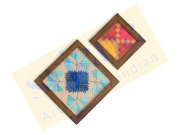 Phulkari Small Coaster & Blue Wall Frame