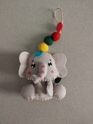 Handcrafted Felt Elephant Hanging Toy