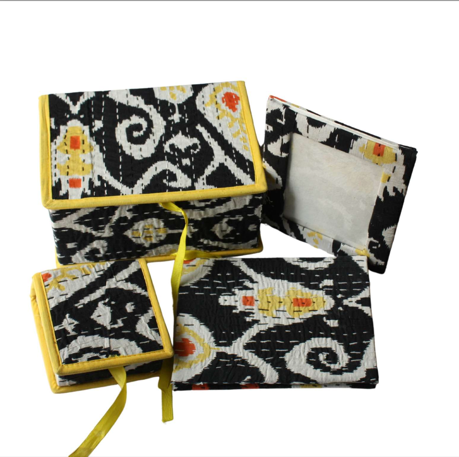 Office Organizer Gift Set – Yellow Accent Kantha Edition