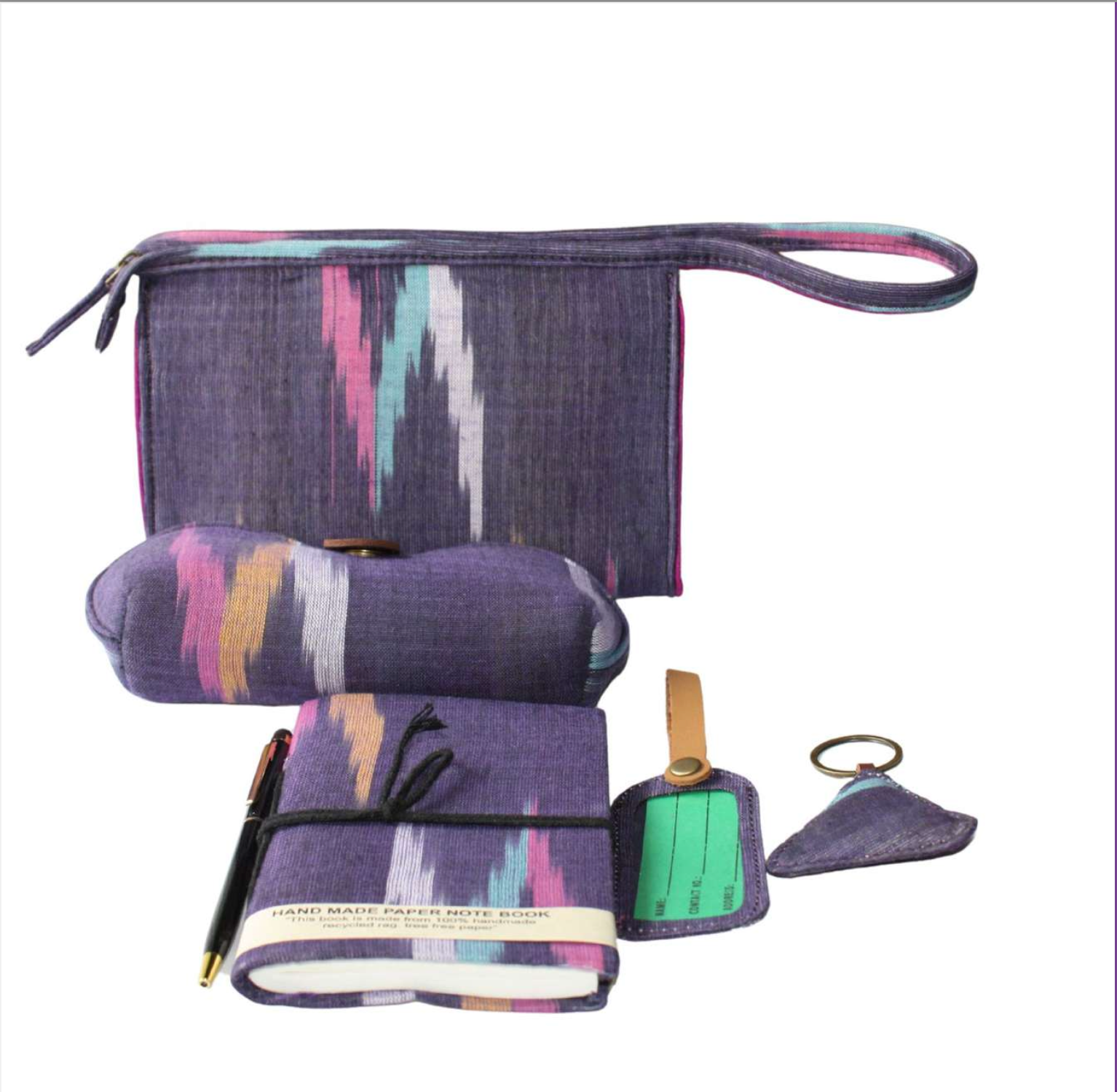 Travel Cum Organizer Kit – Purple Ikkat Edition